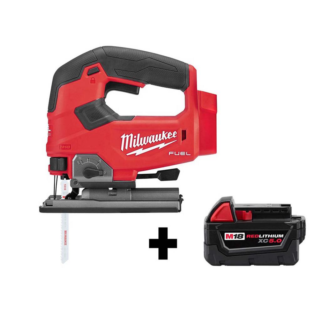 Milwaukee M18 Fuel Brushless Cordless Jigsaw + Free M18 5.0 Ah Battery - Regularly 328 USD