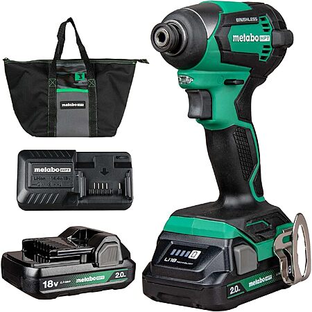 Metabo HPT 18V Cordless Brushless, Impact Driver Kit, WH18DEX | 2 Lithium-Ion Batteries Included, High Torque Output, 1/4-Inch Quick Change Chuck, Compact Lightweight