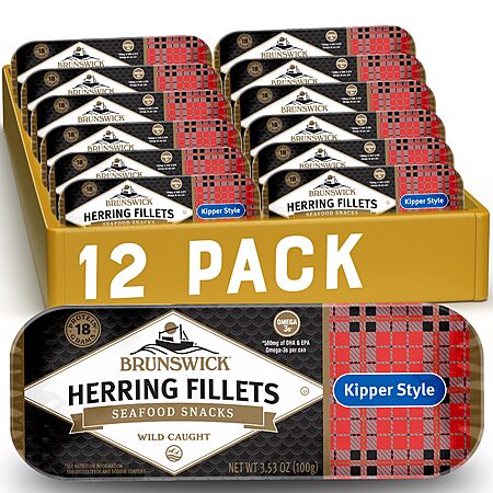12-Pack 3.53oz Brunswick Boneless Kipper Style Herring Fillets $15.05 w/ Subscribe & Save