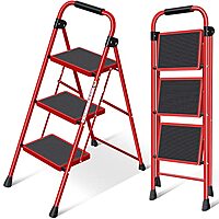 Kingrack 3-Step Folding Step Ladder w/ Anti-Slip & Wide Pedals (red) $35.99 + Free Shipping