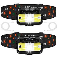 2-Pack MIOISY 1200 Lumen Rechargeable LED Head Lamps w/ Motion Sensor