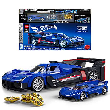 236-Piece Mattel Brick Shop Hot Wheels Cadillac Project GTP Hypercar Toy Kit $15.40 