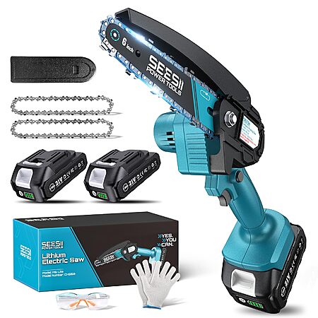 6" Seesii Mini Cordless Electric Hand Chainsaw w/ 2x 21V Batteries $19.74 + Free Shipping w/ Prime or on $35+