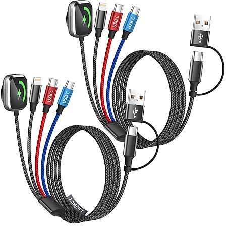 2-Pack 5' Dual Type-C 4-in-2 Multi Charging Cable for iPhone, iWatch & USB-C Devices (Black) $9.34 ($4.67/ea) + Free Shipping w/ Prime or on $35+ $10.19