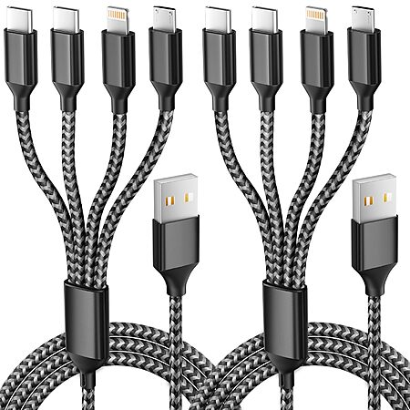 2-Pack 5' MPATIBY 4-in-1 Multi USB Charging Cable w/ Dual Type-C, Lightning & Micro USB Ports $4.99($2.49/ea) + Free Shipping w/ Prime or on $35+