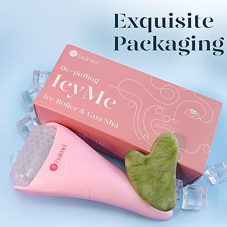 BAIMEI IcyMe Ice Roller & Gua Sha Facial Tool Set (Pink) $4.39 + Free Shipping w/ Prime or on $35+