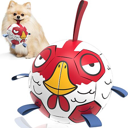 6" QDAN Dog Soccer Ball w/ Straps (Red) $8.24 + Free Shipping w/ Prime or on $35+