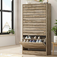 42" Loon Peak 10-12 Pair Cabinet Shoe Storage Cabinet (Light Brown)