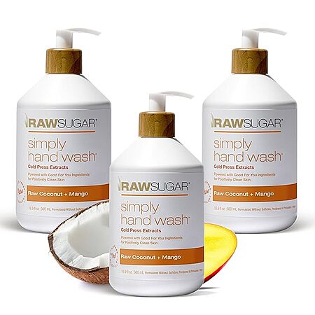 3-Pack 16.9-Oz Raw Sugar Simply Liquid Hand Wash Soap (Raw Coconut + Mango) $7.47 ($2.49 each) + Free Shipping w/ Prime or on $35+