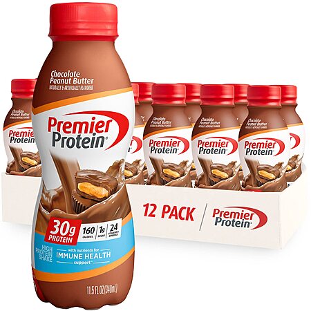 Select Accts: 12-Pk 11.5oz Premier Protein Shake w/ 30g Protein (Chocolate Peanut Butter) $19.30 w/ Subscribe & Save