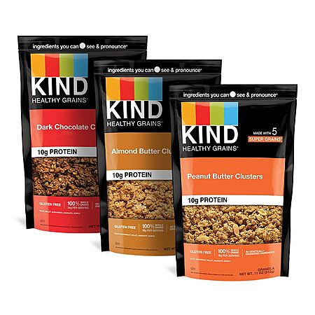 3-Count 11-Oz Kind Healthy Grains Granola Clusters (Peanut Butter/Almond Butter/Dark Chocolate) $10.63 ($3.54 each) + Free Shipping w/ Prime or on $35+