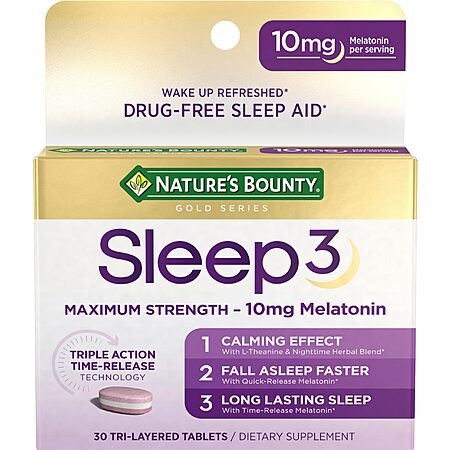 30-Count 10mg Nature's Bounty Melatonin Tri-Layered Tablets $3.90 w/ Subscribe & Save