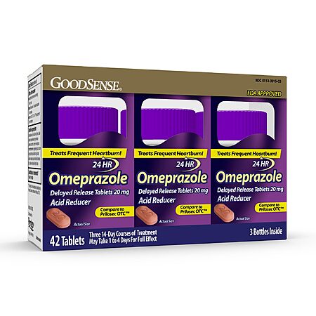 3-Pack 14-Count GoodSense Omeprazole Delayed Release Acid Reducer Heartburn Treatment Tablets (20 mg) $8.50 ($2.83/pack) w/ S&S + Free Shipping w/ Prime or on $35+
