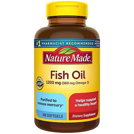 100-Count Nature Made Fish Oil 1200mg Omega-3 Softgels $6.98 w/ S&S + Free Shipping w/ Prime or on $35+