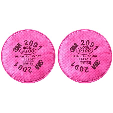 2-Pc 3M Particulate Filter (2091, P100, Pink)
