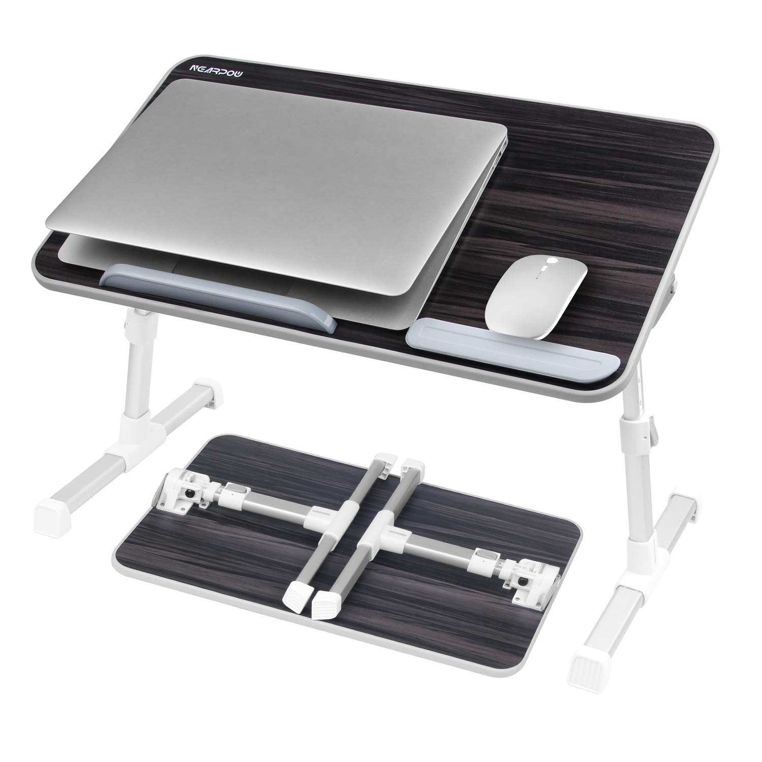 Laptop Bed Tray Table, Nearpow Adjustable Laptop Bed Stand, Portable Standing Table with Foldable Legs, Foldable Lap Tablet Table for Sofa Couch Floor - Medium Size $53.59