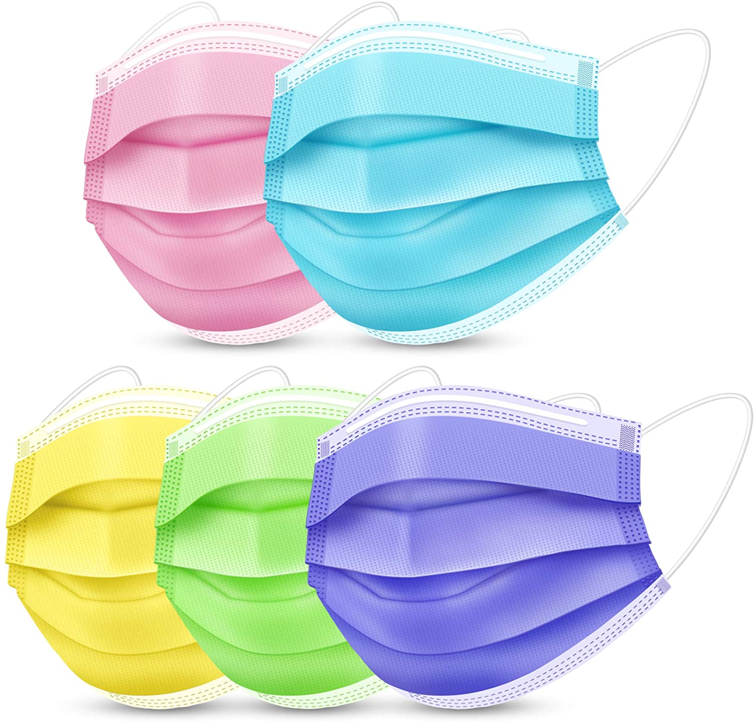 50 Pack Colorful Disposable Face Masks - 50% Off AC / Free Prime Shipping $7.49