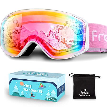 Freela Kids Ski Goggles Snowboard Snow Anti Fog Youth Toddler for 3-14 $14.24 AC