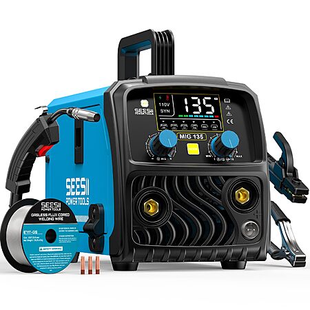 $64 after discount - SEESII 135A Welder 110V, 3-in-1 Gasless Flux Core/Lift TIG/Stick Welder - Free shipping w/ Prime $63.99