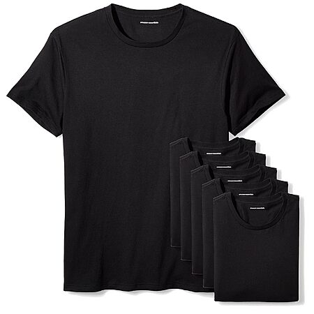 6-Pack Amazon Essentials Men's Crew Neck T-Shirts (Black or White) $17.90