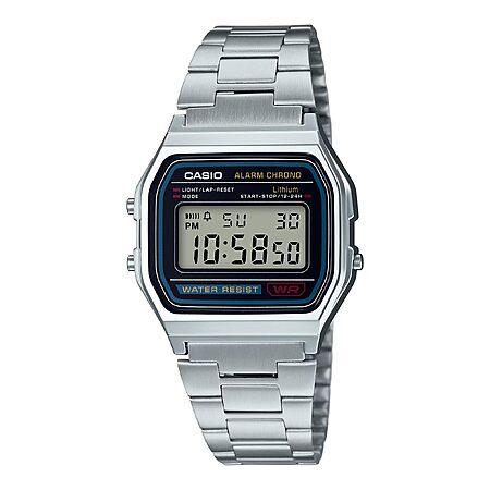 33.2mm Casio A158WA Digital Quartz Watch w/ Stainless Steel Band (Silver)