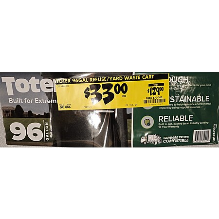Home Depot: Toter 96 Gallon Black Rolling Outdoor Garbage/Trash Can ...