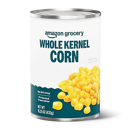 Select Accounts: 15.25-Oz Amazon Grocery Canned Whole Kernel Corn $0.60 w/ S&S