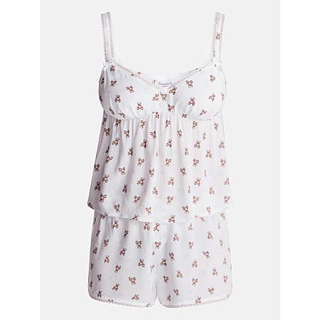 2-Pc No Boundaries Women's Woven Cami Top & Shorts Sleep Set
