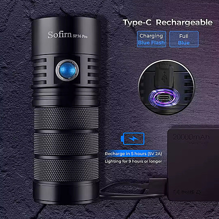 Sofirn SP36 Pro 8000-Lumen USB-C Rechargeable Flashlight w/ Batteries $28 + Free S&H