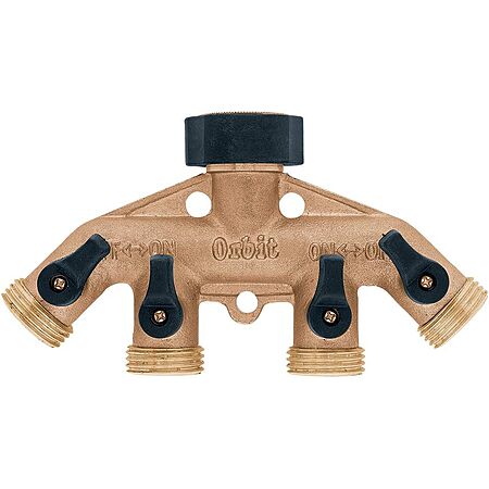 Orbit 4-Outlet 3/4" Brass Hose Faucet Manifold