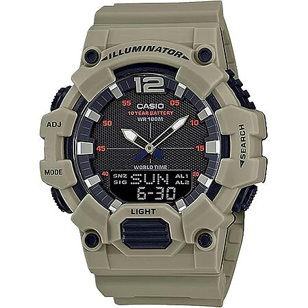48mm Casio Men's Classic Analog Digital Display Quartz Watch w/ Black Dial (Tan)
