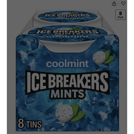 ICE BREAKERS Coolmint Flavored Sugar Free Mints Pucks, 1.5 oz (8 Count)