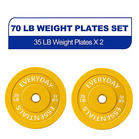 35-lb BalanceFrom 2" Olympic Bumper Weight Plates (Pair, Yellow)