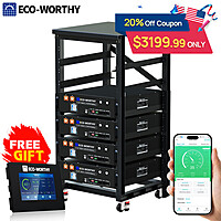 4-Pack ECO-WORTHY 48V 100Ah LiFePO4 Batteries + 48V Battery Monitor + 6-Layer Rack $3200 + Free Shipping