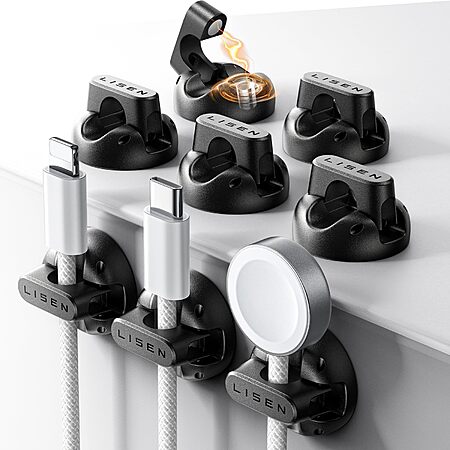 8-Pack Lisen Magnetic Desk Cord Organizer $6.40