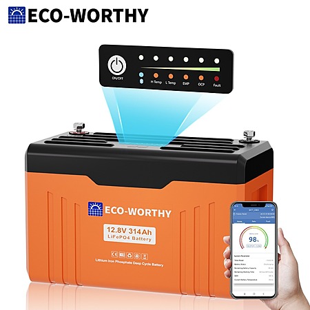 ECO-WORTHY 12V 300AH LiFePO4 Lithium Battery w/ Bluetooth SOC LED $390.99 + Free Shipping