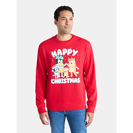 Bluey Men's Christmas Graphic Light Up Sweatshirt (Select Sizes, Red) $8 