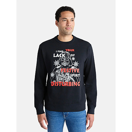 Star Wars Darth Vader Men's and Big Men's Holiday Graphic Light Up Sweatshirt $9 