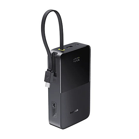 Baseus 20000mAh Power Bank w/ Built-in USB-C Cable $10