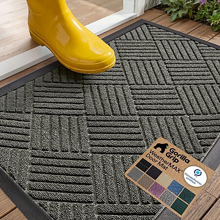 29"x17" GORILLA GRIP 100% Waterproof WeatherMAX Doormat (Gray Diamond) $15