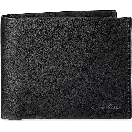 Calvin Klein Men's RFID Leather Minimalist Bifold Wallet with Multiple Card Slots and ID Window