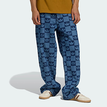 adidas men Monogram All Over Print Regular Denim Pants (Indigo Denim)