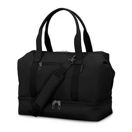 Samsonite Drop-Bottom Weekender Duffel with Detachable Padded Strap, Black