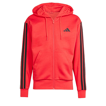 adidas men Essentials 3-Stripes Fleece Hoodie (Pure Ruby / Black)