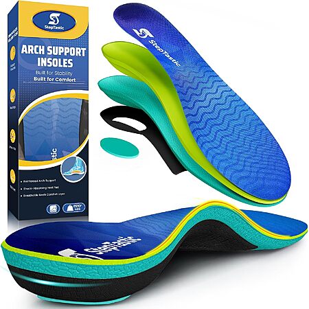 StepTastic High Arch Support Inserts for Men & Women, 220+ LBS Insoles