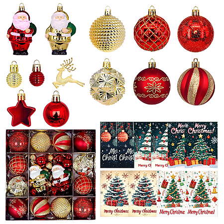 44-Pc VEGCOO Christmas Ornament Set + 10-Pack Holiday Cards $9 