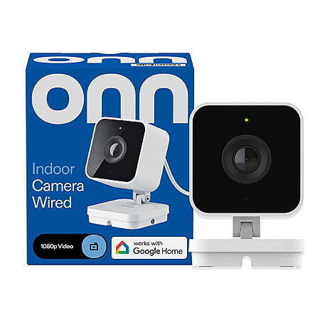 onn Indoor Wired 1080p Security Camera w/ Google Home/Gemini (White) $10 + Free Store Pickup