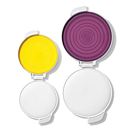 OXO Good Grips reusable silicone produce saver set for onion and lemon halves