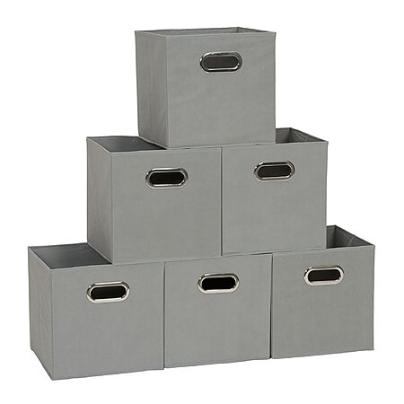 6-Pack Household Essentials Foldable Fabric Storage Bins w/ Handles (Gray) $11.73 + Free Shipping w/ Prime or on $35+