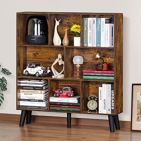 8-Cube 3-Tier LEYAOYAO Wooden Bookshelf (Rustic Brown) $59.99 + Free Shipping